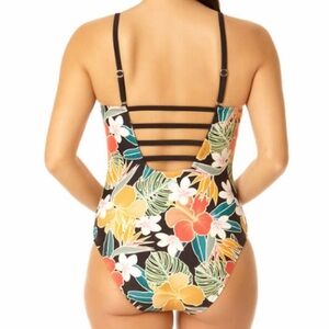 Hurley Women’s Floral One-Piece Swimsuit Adjustable Straps Medium